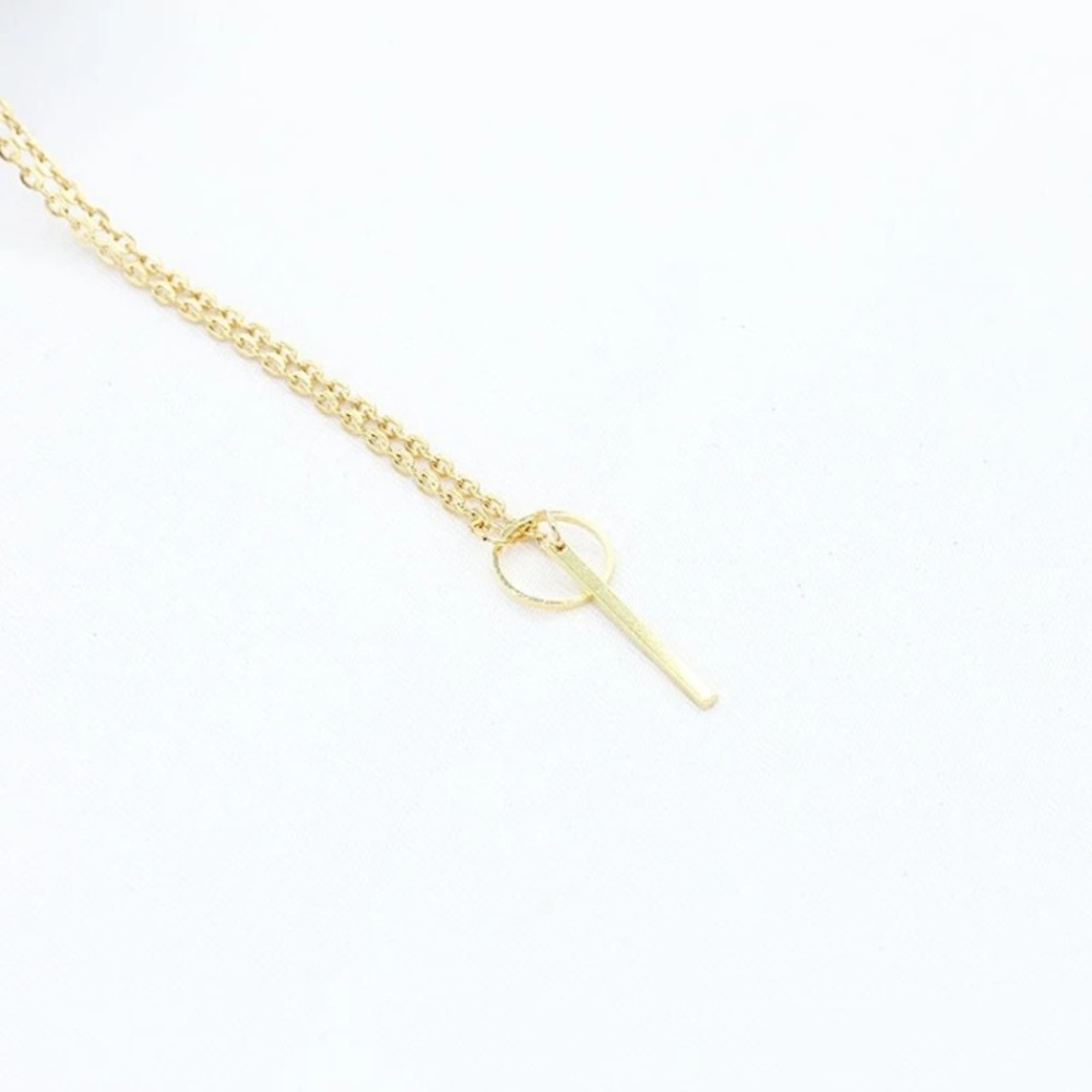 Dainty Gold Toned Circle Drop Lariat Necklace - Picture 4 of 8